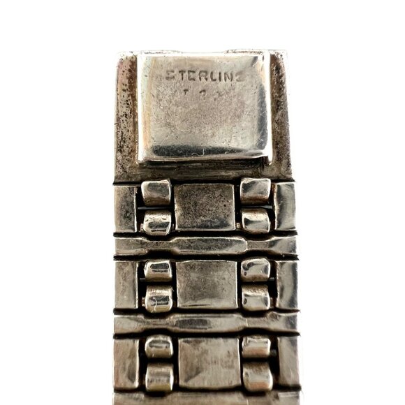 Antique Art Deco Sterling Silver Rhinestone Flexible Bracelet 7"L - Picture 7 of 10